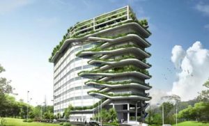 arquitectura sostenible en edificio de oficinas